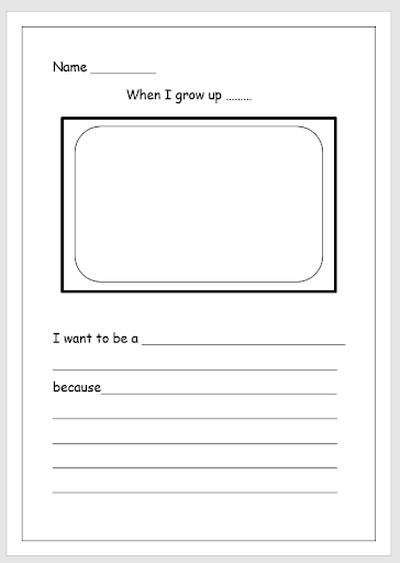 KS2 When I Grow Up writing template