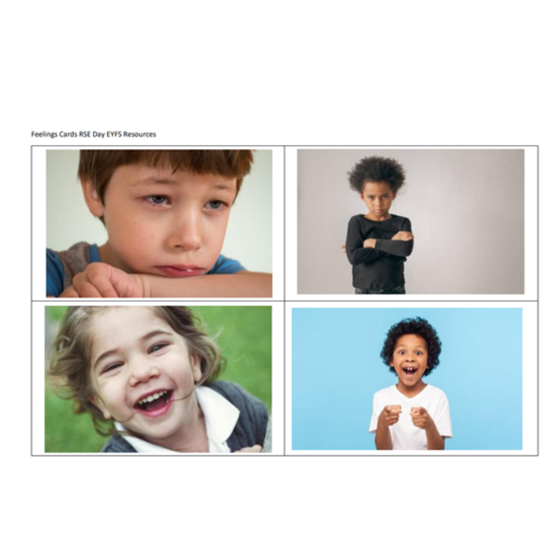 Feelings cards preview: children with different facial expressions