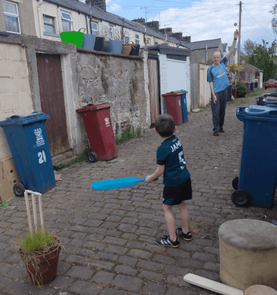 Cricket in the alleyway