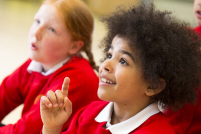 Child engaging in a lesson.