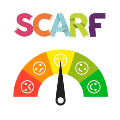 Speedometer measure in traffic light coloured, fllat design. Measuring children's responses from disagree (red) to agree (green) with neutral (yellow) inbetween. SCARF logo is above the speedometer.