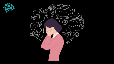 cartoon woman stressed image